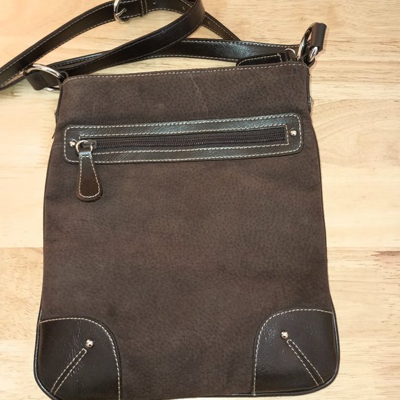 Bass Handbags - BASS Brown Suede Crossbody Pouch